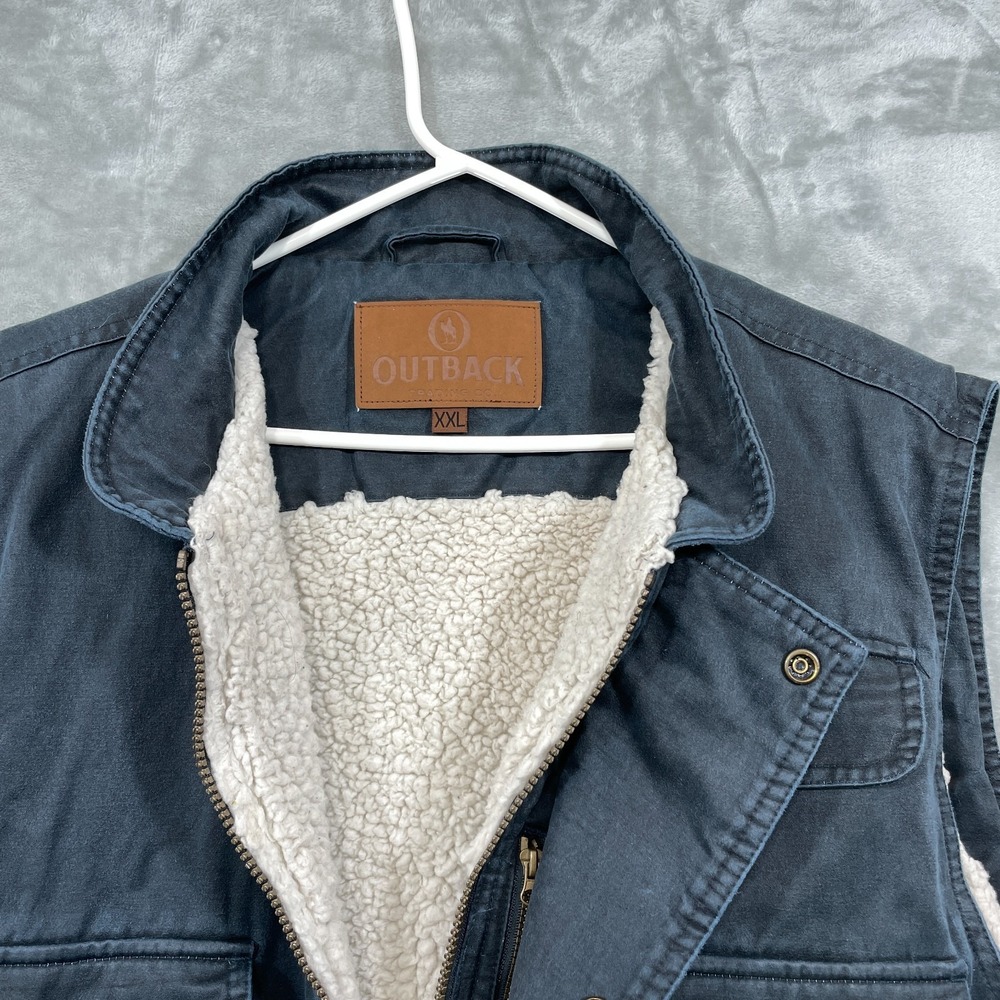 Outback Trading Co. Cobar Vest Jacket Men's XXL Full Zip Blue Sherpa Lined - Picture 7 of 10